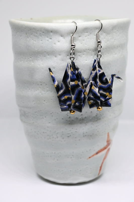 Arete de grulla azul grande